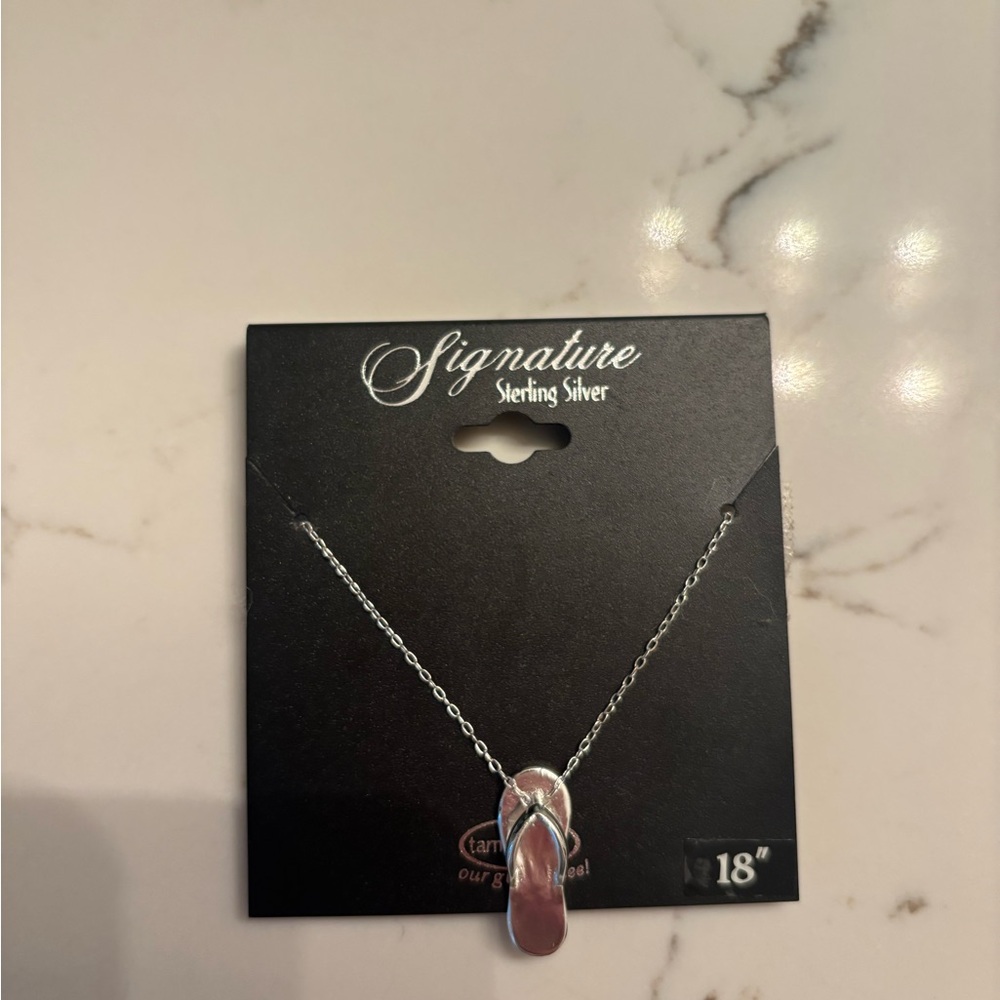18 inch Signature sterling silver tarnish free flip flop sandal necklaces